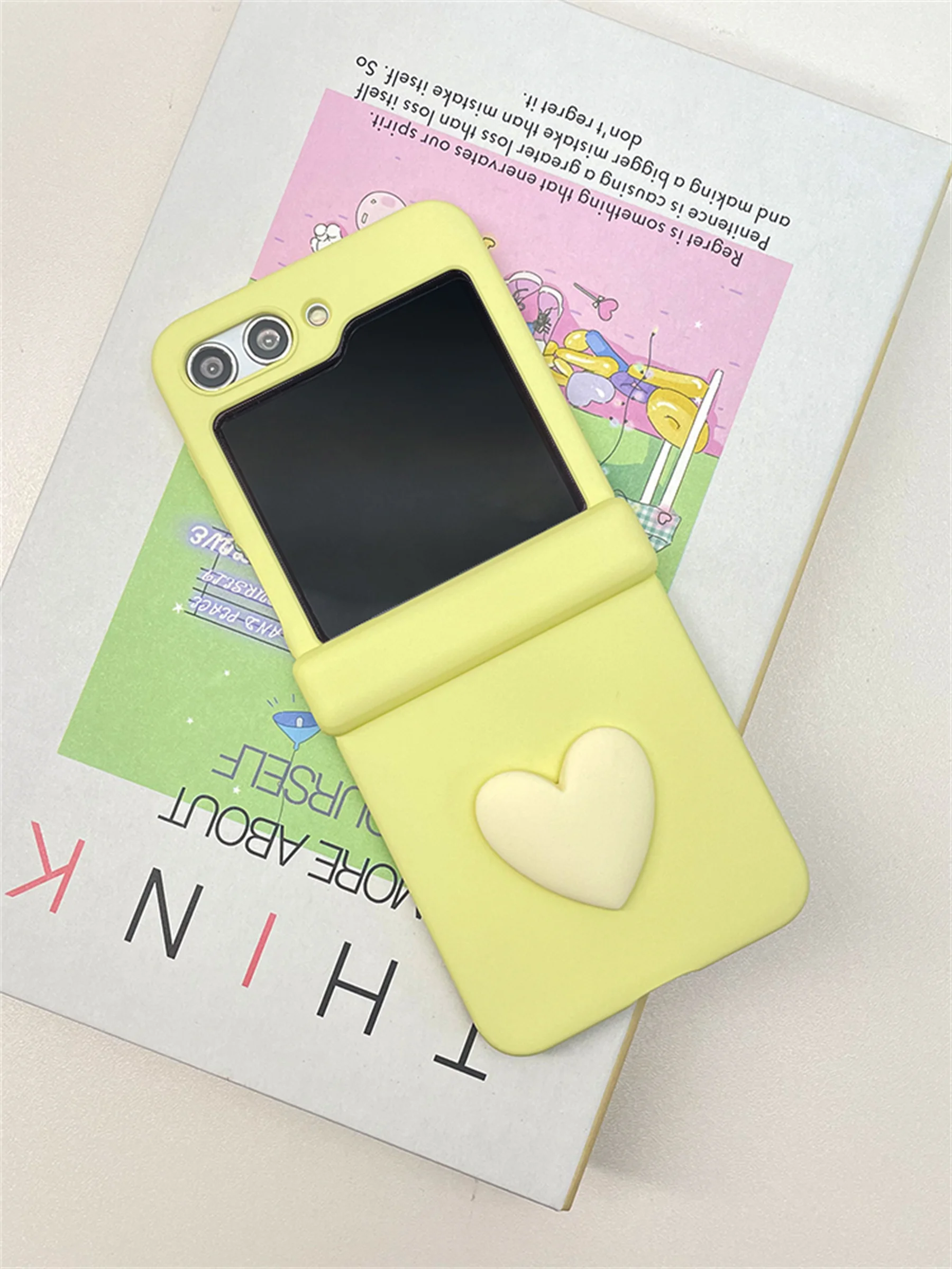 Luxury Candy Color 3D Love Heart Solid Color Case for Motorola Moto Razr 60 50 40 Ultra Razr Plus 2025 2024 2023 Portable Cover