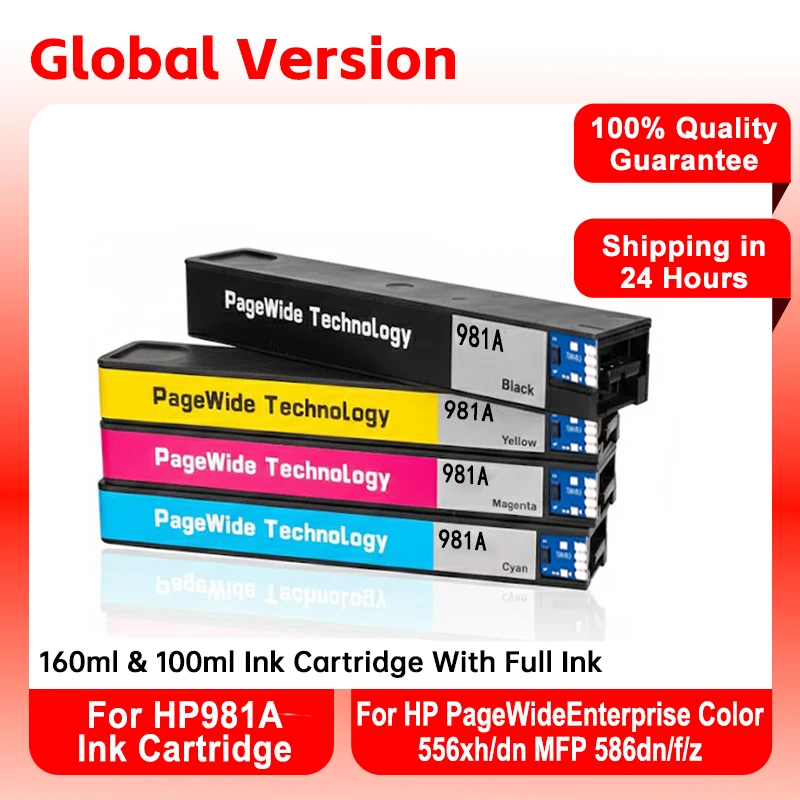 خرطوشة حبر متوافقة مع 981A لـ Hp Pagewide Enterprise Color 556Xh/dn 586Dn/f/z لون مُدار E58650Dn/mfp E55650