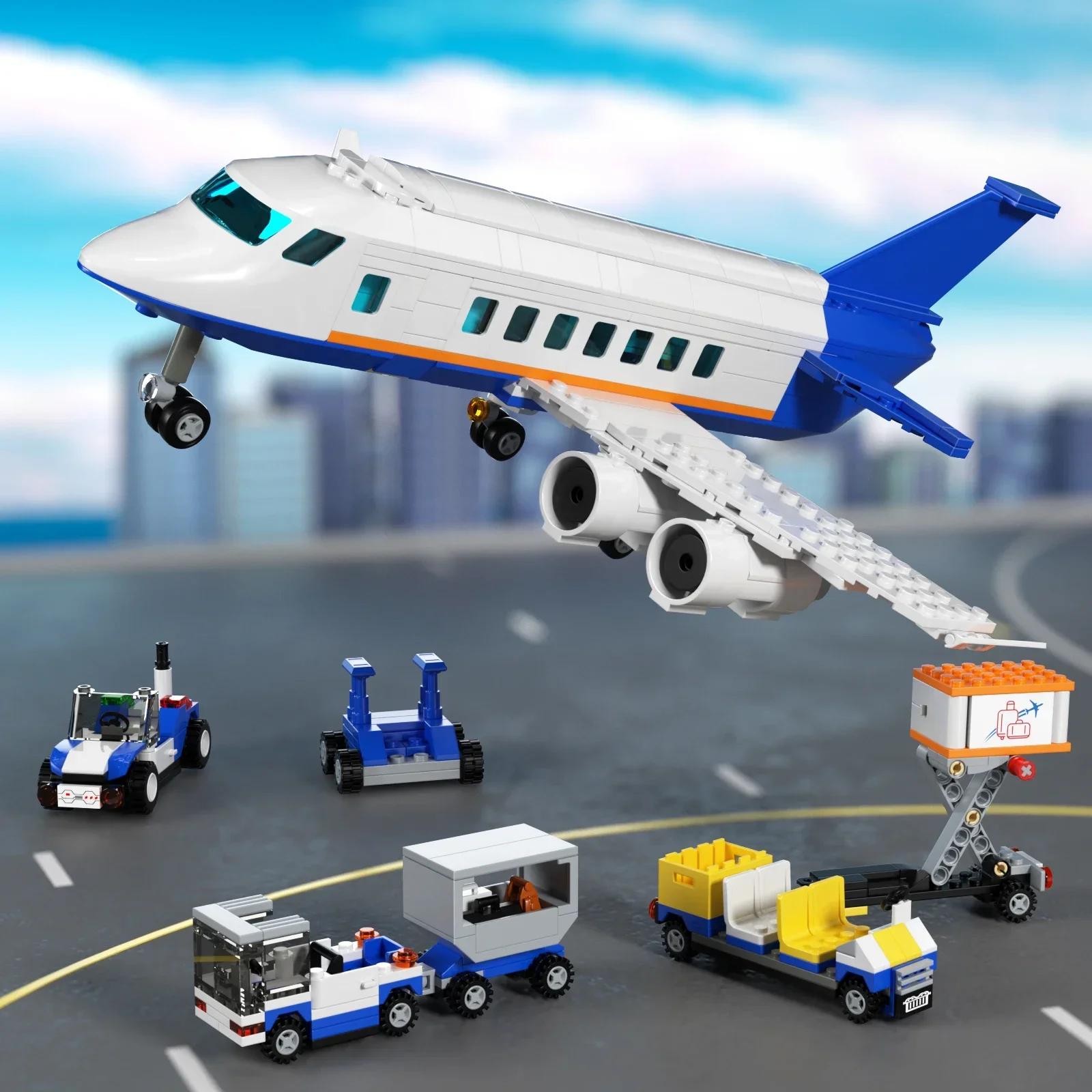 BuildMOC NEW Airliner Commercial Aircraft Building Block Set Multi-functional City Airport Facility Model Toys for Adults Gifts