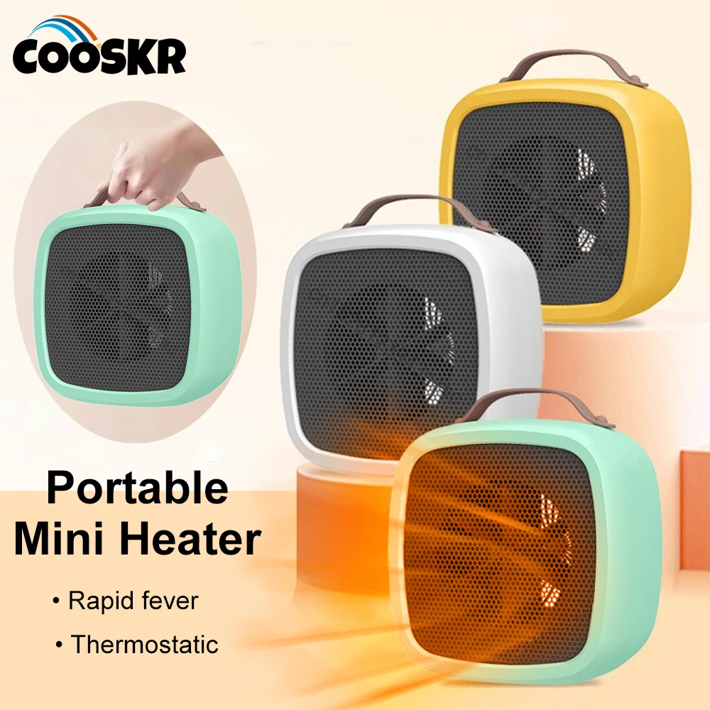 Mini calentador portátil de 500W, soplador de aire caliente ligero de calentamiento rápido para escritorio, miniventilador calefactor para interiores y oficinas para el hogar