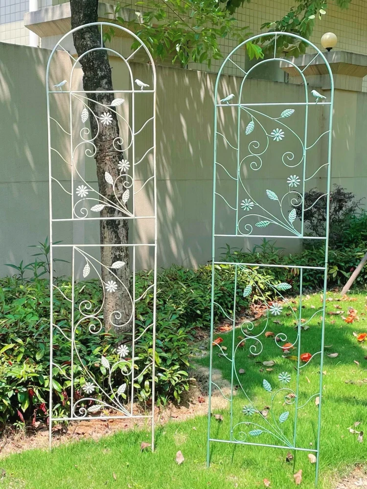 European style old iron art bird climbing vine frame, flower bracket, outdoor courtyard plant, rose, iron wire lotus climbing fl