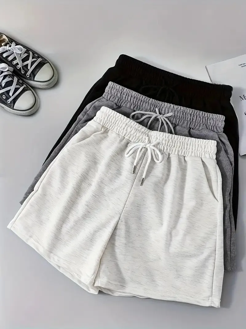 

Summer Men's Clothing Casual Elastic Waist Drawstring Shorts With Pockets Three Quarter Length Sporty Gym Shorts For Men