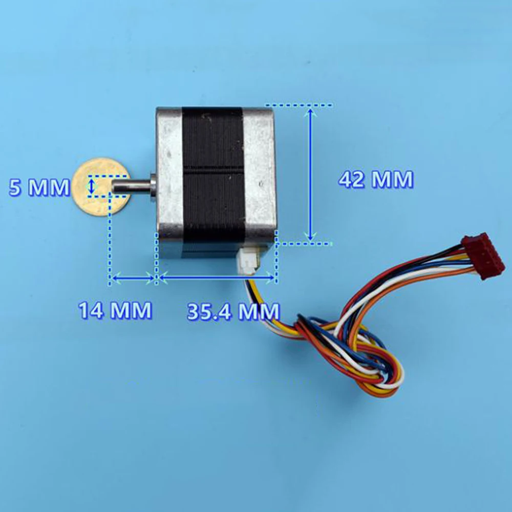 Minebea 42mm Stepper Motor 2 เฟส 4 สายแบริ่งบอลคู่ 1.8 องศามอเตอร์ 14 มม.ความยาวเพลา Precision 3D เครื่องพิมพ์