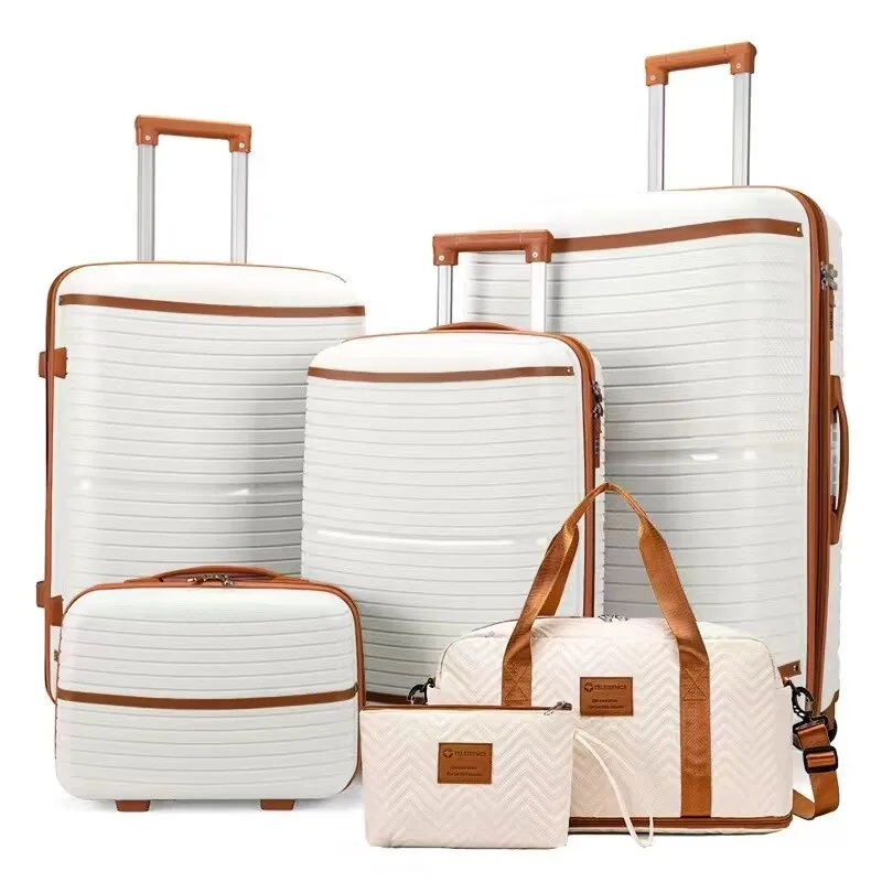 New 6-Piece Luggage Set Hard Shell Suitcase Large Capacity Lightweight TSA Lock 360° Spinner Wheels Carry-On Approved For Travel