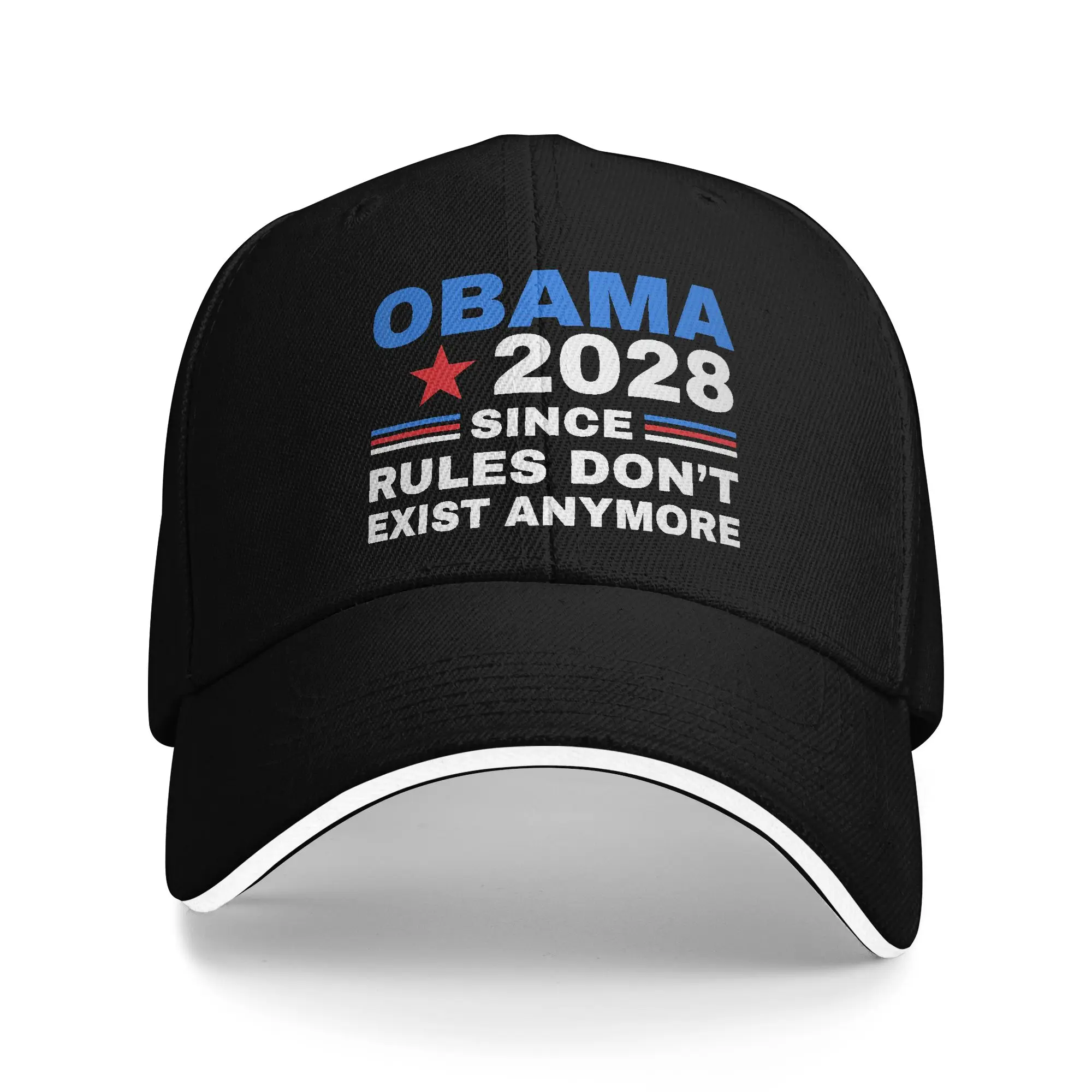 Obama 2028 Since Rules Don't Exist Anymore Sandwich Baseball Cap Satire Unisex Breathable Adjustable Sun Cap Travel Workouts Hat