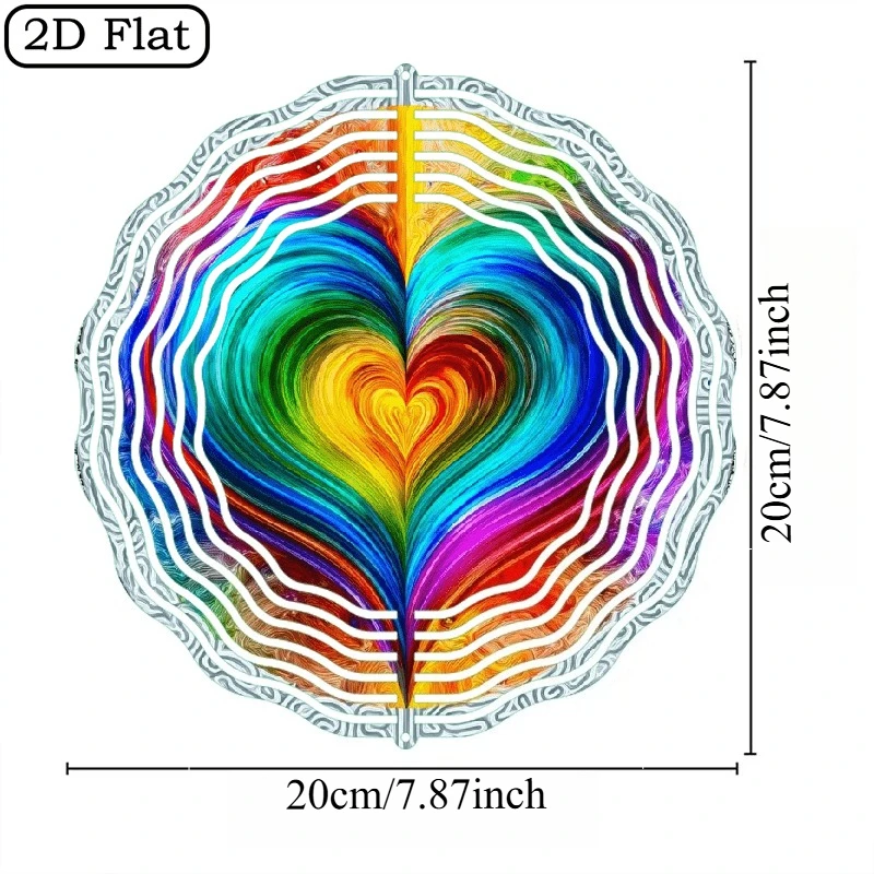 1pc Metal Vibrant Heart-Shaped Dreamy Abstract Art Design,  Classic Style Outdoor Windmills And Infinitely Rotating Wind Chimes
