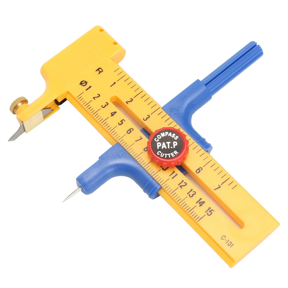 

Adjustable Compass Circle Cutter Round Cutting Knife 10-150mm Rubber Paper Cut Leather Tool with 6 Spare Blades