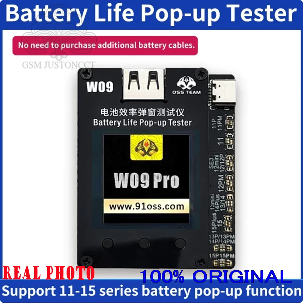 OSS Team W09 Pro V3 Battery Programmer for iPhone, 11-15PM Battery, Health changed to 100% Pop-up Repair, No Need Flex Cable