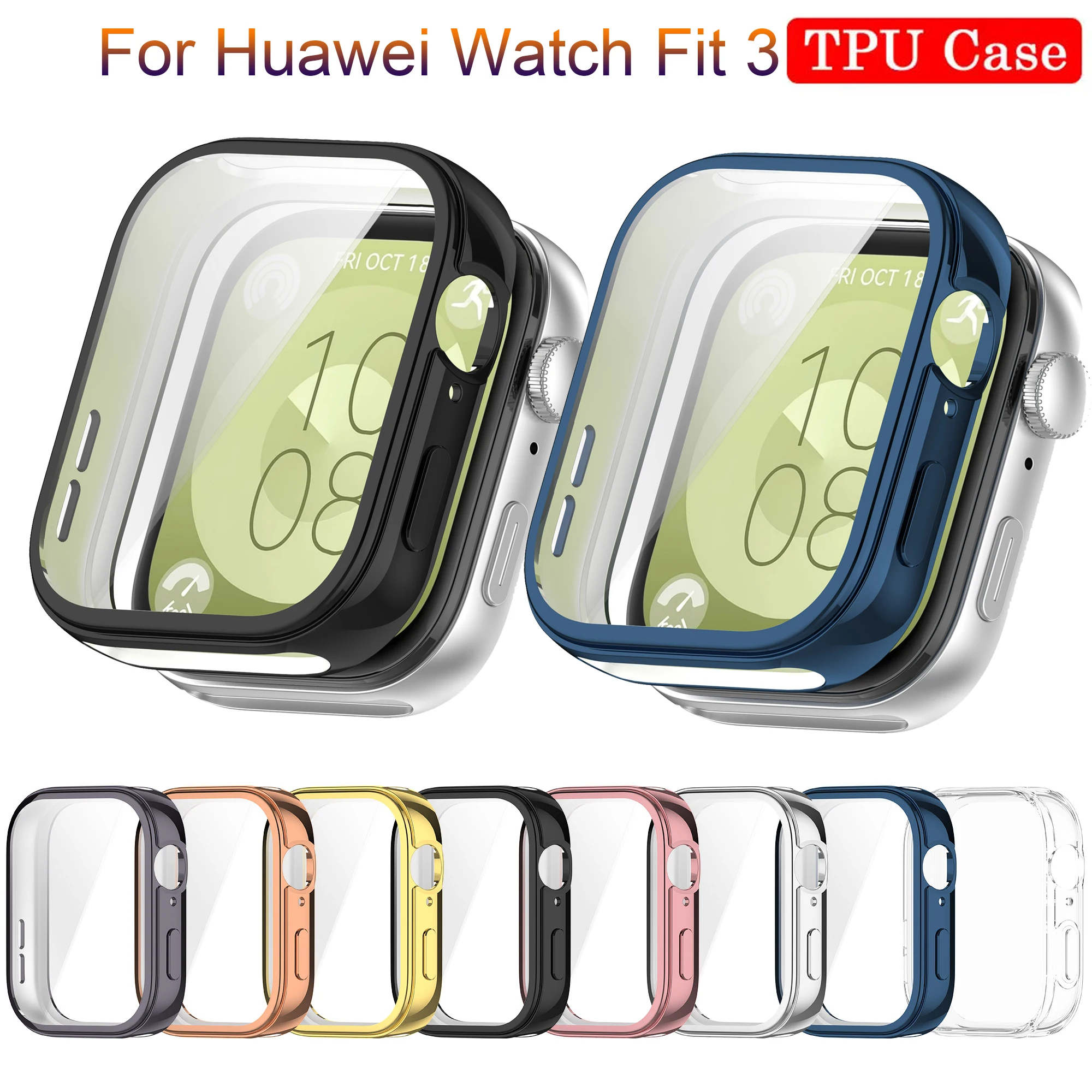 Новый защитный чехол из ТПУ для Huawei Watch Fit 3, защитный чехол-бампер, защитный чехол для Huawei Watch Fit3, аксессуары