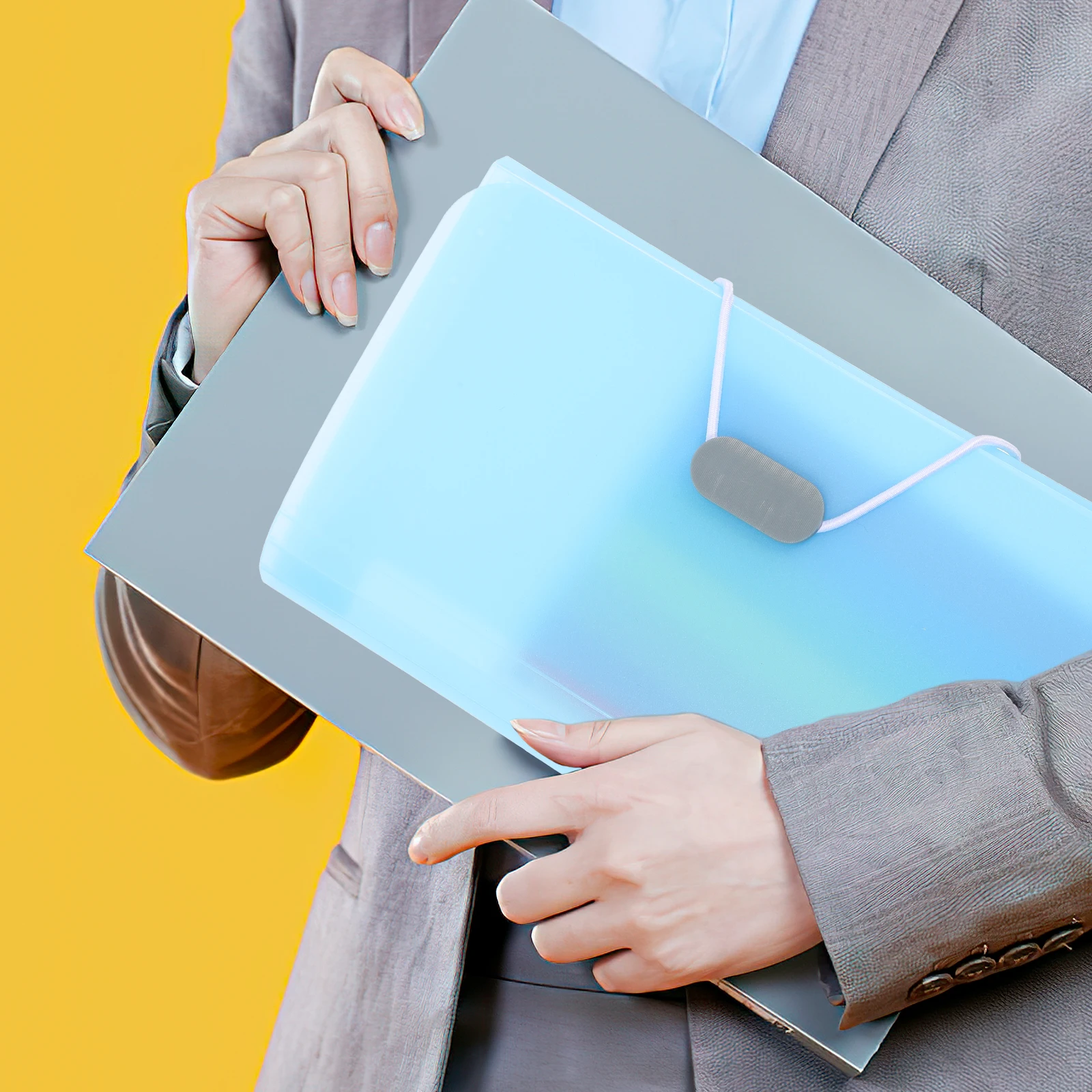 2Pcs Expandable File Folder A6 Document Organizer 13 Pockets Bill Holder for Office Home Travel Use Storage Solution