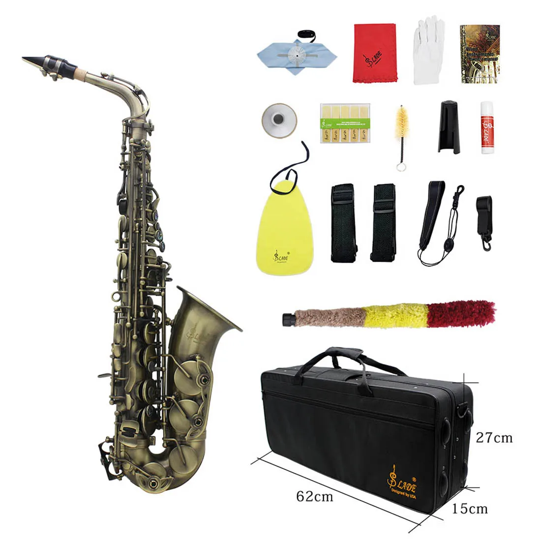 Slade Eb E-Flat Altsaxofoon Saxofoon Shell Sleutel Carve Patroon Houtblazers Met Backstraps Case Andere Reed Aeccessaries