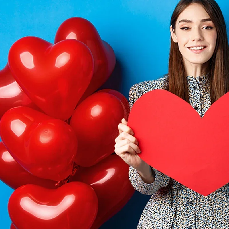 50/10 Uds. Globos de corazón rojo globo inflable de látex para el Día de San Valentín boda fiesta aniversario suministros de decoración al por mayor