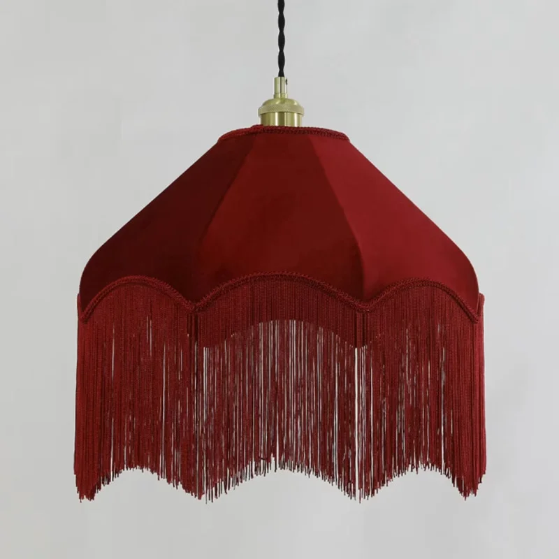 

Classic bell chandelier with clam velvet, fringed and trimmed chandelier