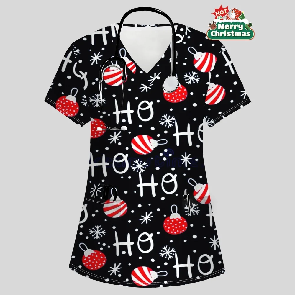 

Хирургическая униформа, женская рождественская одежда с мультяшным узором, модная одежда с карманом и v-образным вырезом для кормления, стоматолога, ветеринара, одежда для медсестры