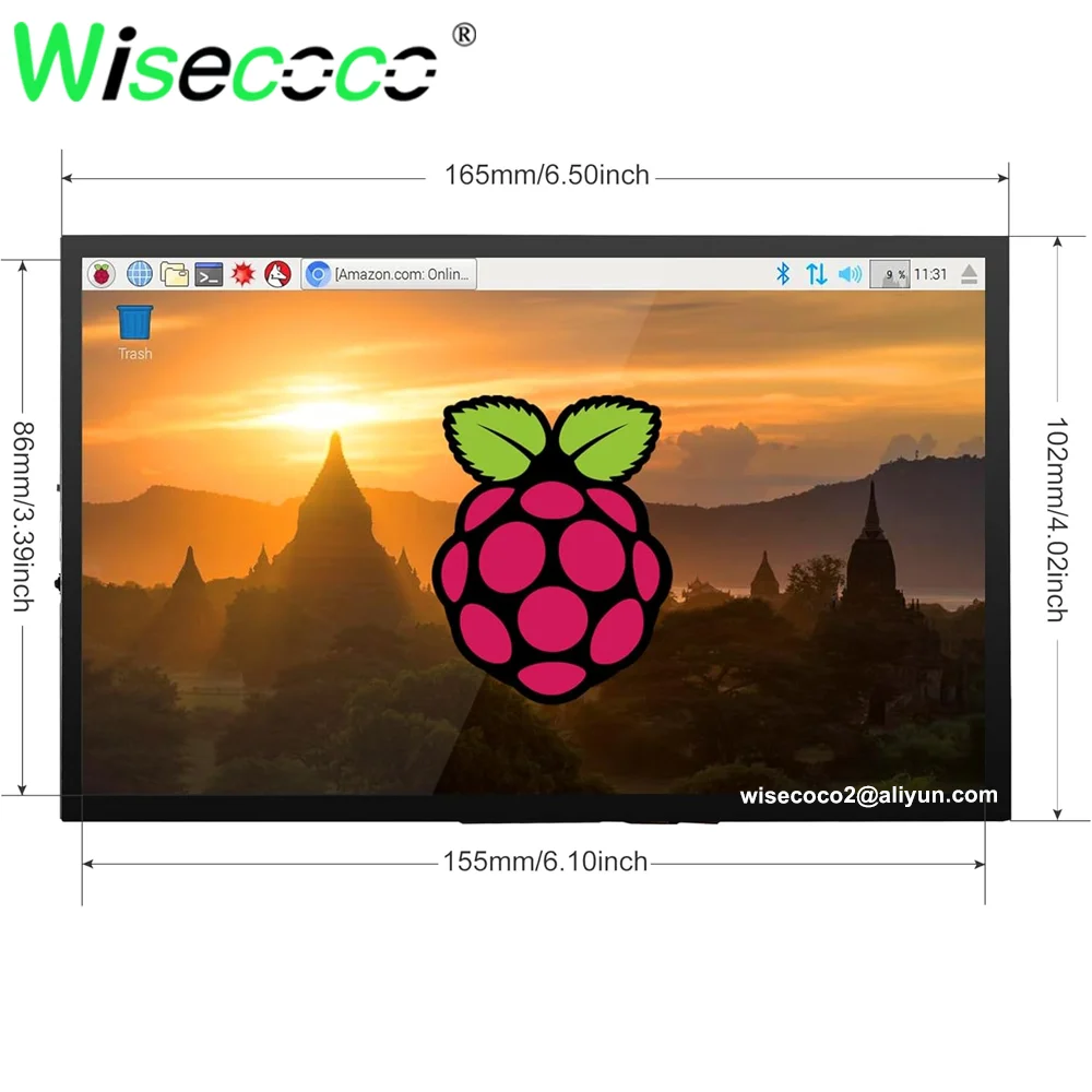 Wisecoco 7 Inch HD IPS Touch Monitor For Windows Raspberry Pi 3 4 5 Display Plug and Play Monitor