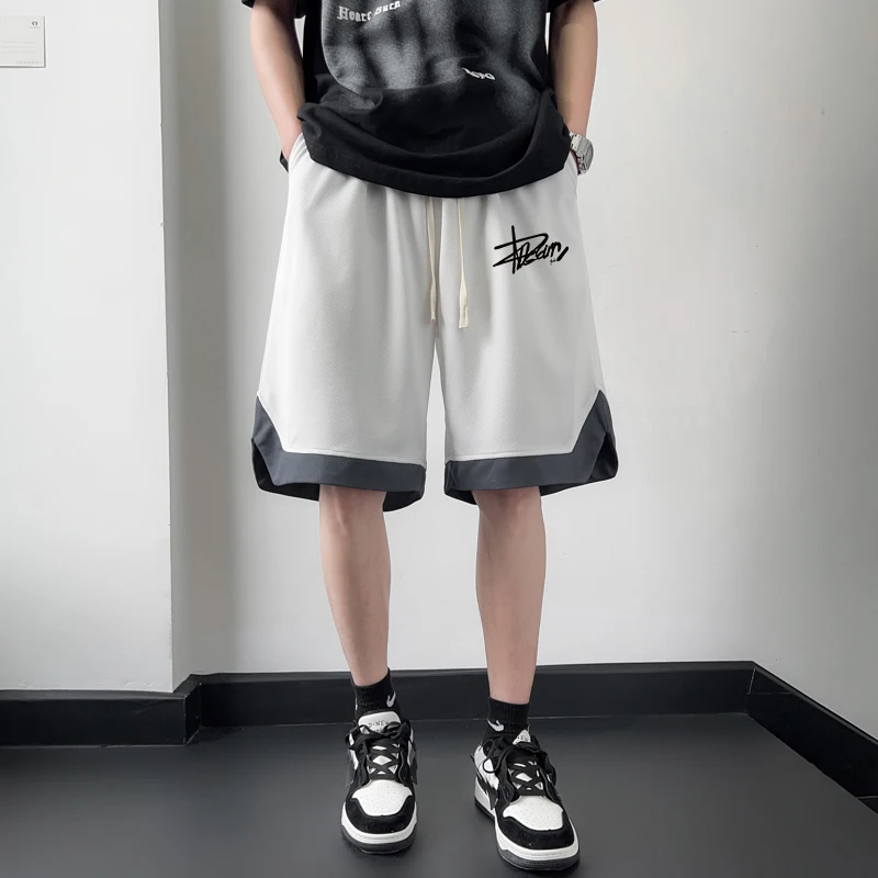 

Мужские спортивные брюки American Sle Baskeall Sport для активного отдыха, свободного кроя, с цветными вставками, для бега, повседневные, молодежные, длиной до колена.