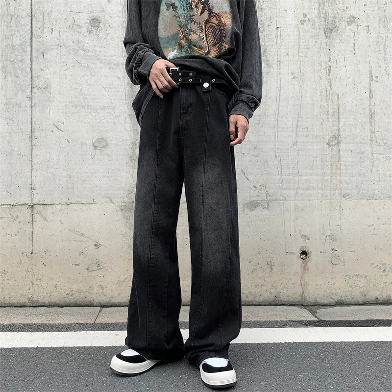 

Spring and Summer New Style Thin Straight Jeans Korean Street Fashion Loose Denim Trousers Baggy Casual Solid Pants Z110