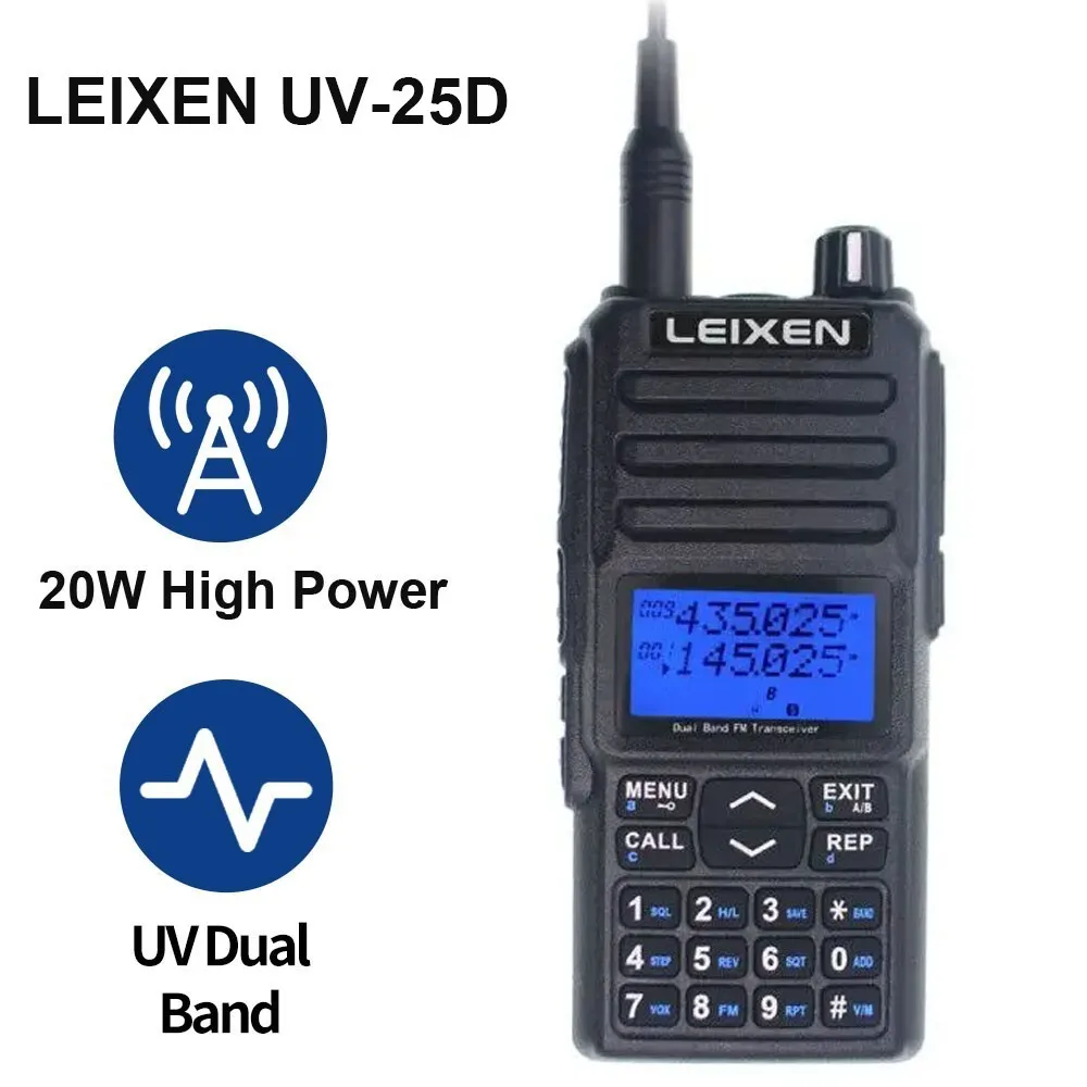 NEW LEIXEN UV-25D Walkie Talkie 20W Dual Band 136-174 & 400-470MHz Radio Long distance Amateur Radio