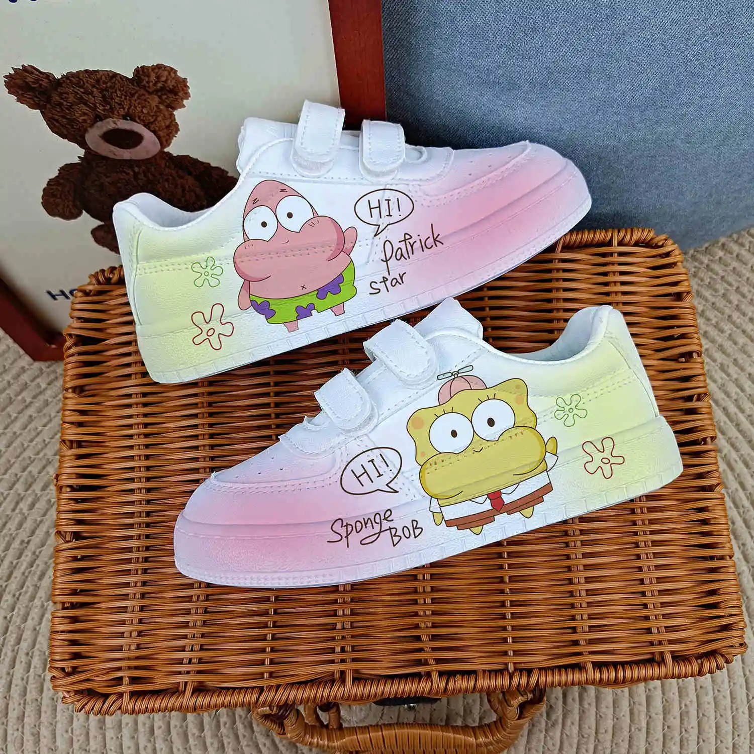 

Оригинальная детская повседневная обувь с героями мультфильмов «Губка Боб Квадратные штаны», милая повседневная обувь принцессы, мягкая спортивная обувь для подарка подруге, размер ЕС 26-38