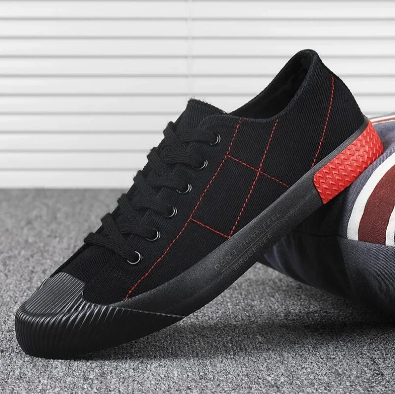 

Лето 2025 г., новые мужские парусиновые туфли с низким вырезом, студенческая повседневная обувь на шнуровке