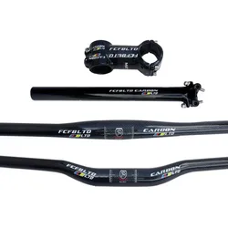 Fcfb conjunto guiador de carbono mtb bicicleta subida/plana guiador stem & selim carbono ciclismo montanha estrada mtb xxx bicicleta