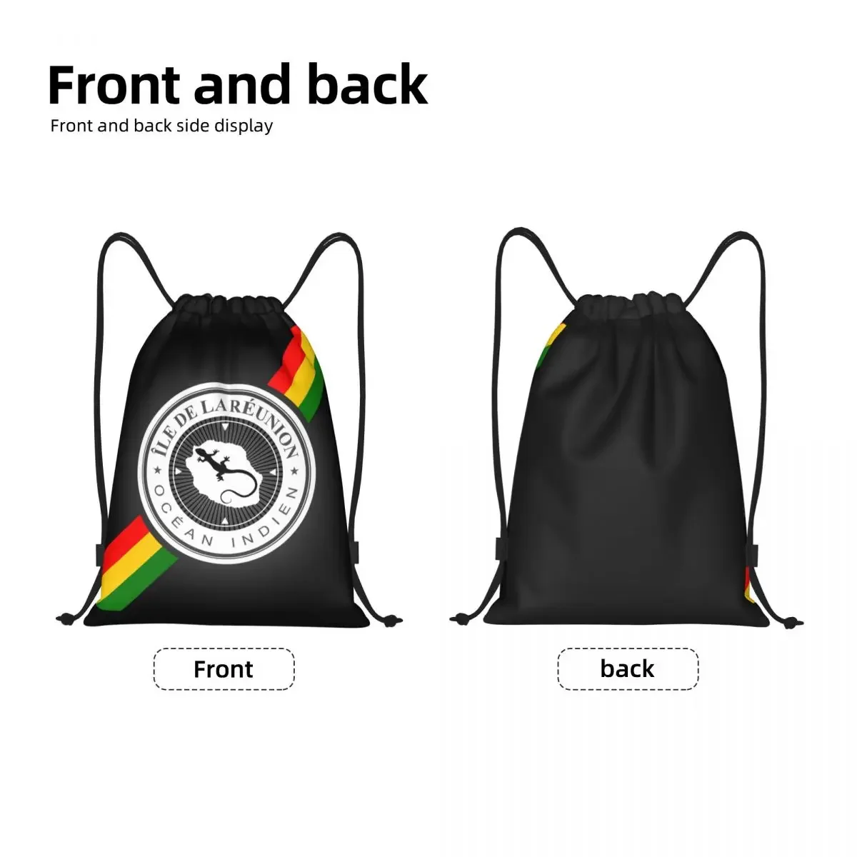 Ile De La Reunion Margouillat Drawstring Backpack Sports Gym Bag for Women Men 974 Reunion Island Shopping Sackpack