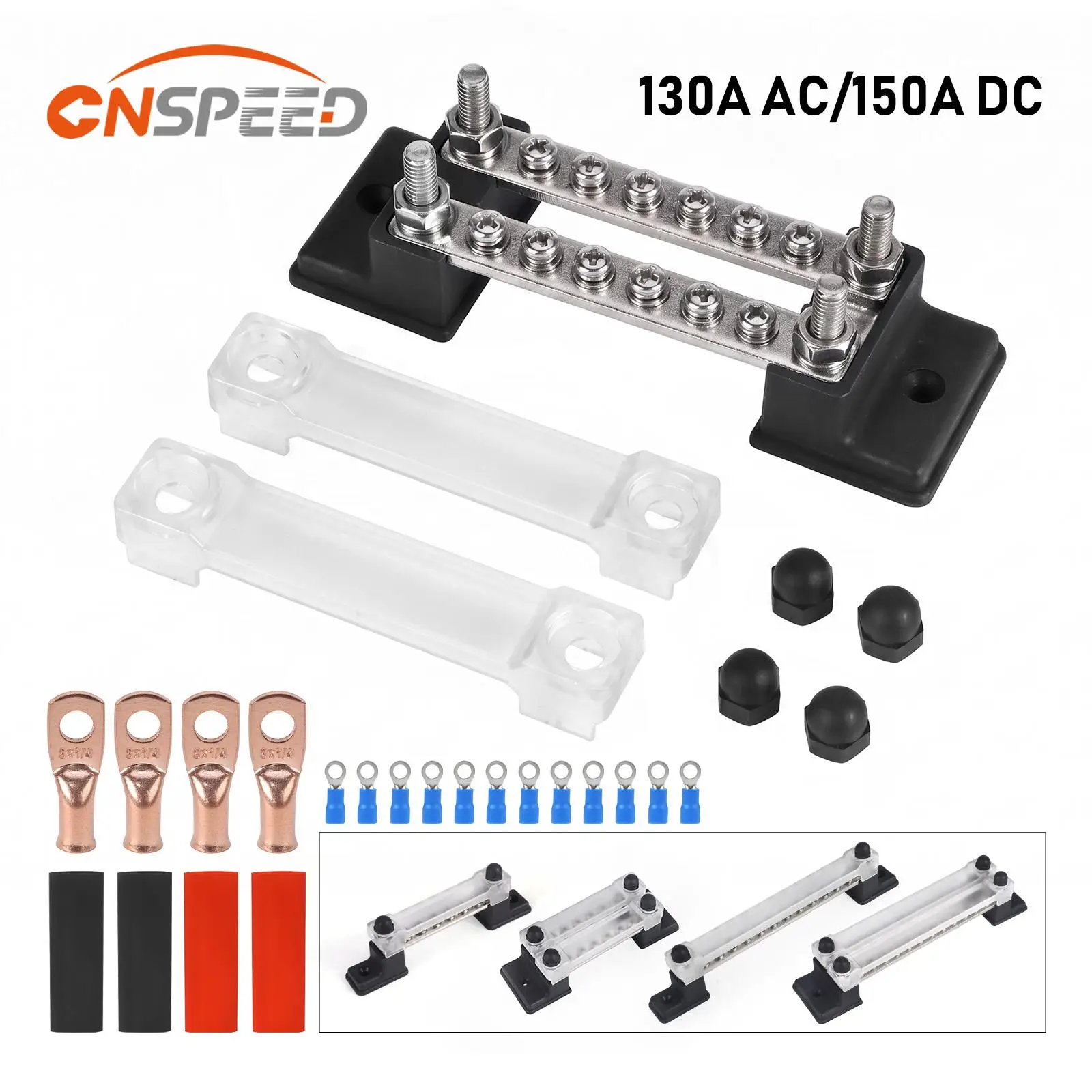 

Bus Bar 6/12 Way Double Single Row 12V-48V 150A Positive Negative Power Distribution Block Battery Terminal Studs For Car Boat