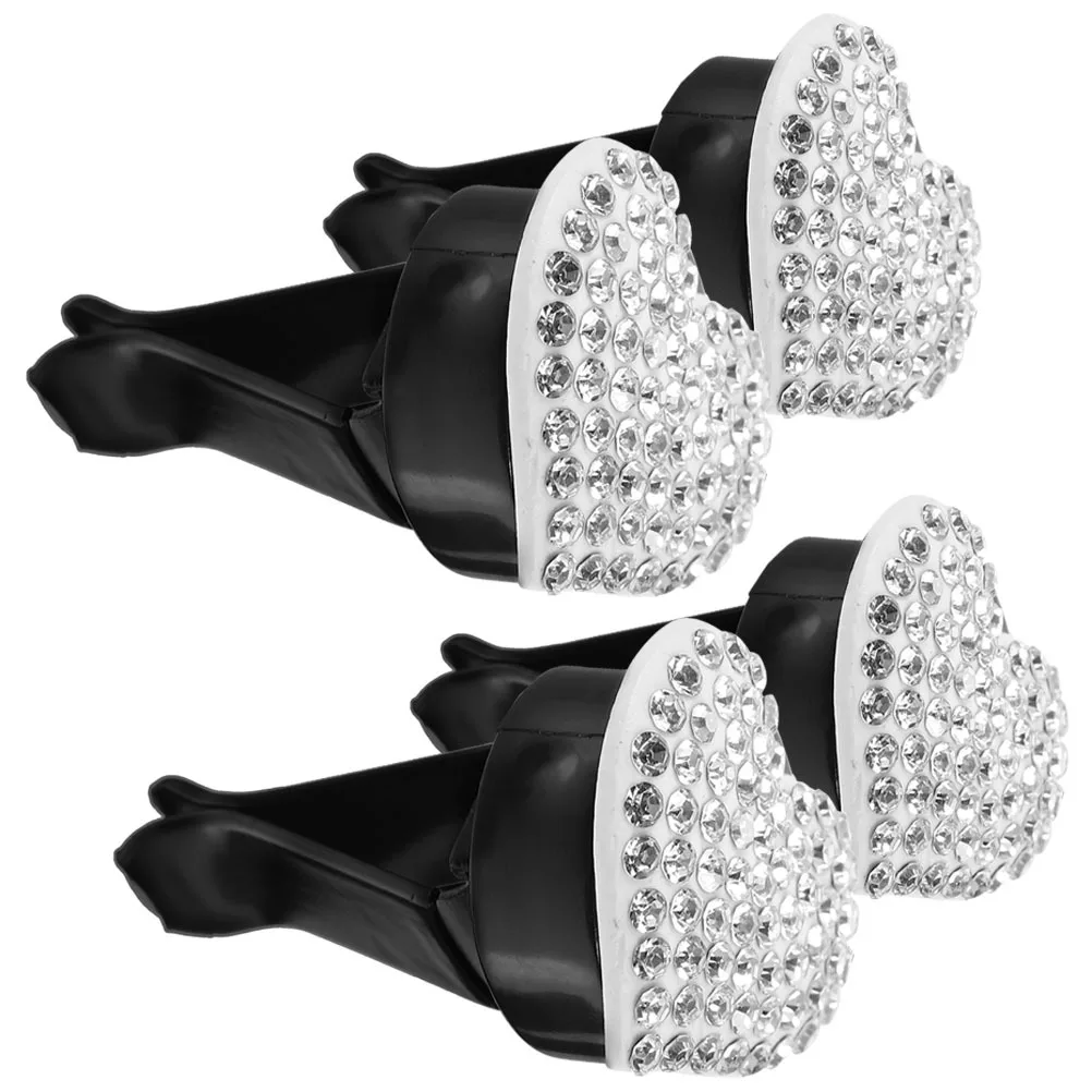 

4Pcs Car Air Vent Clips Heart Rhinestone Luxury Fragrance Holder Elegant Car Interior Decoration Cute Vent Clips