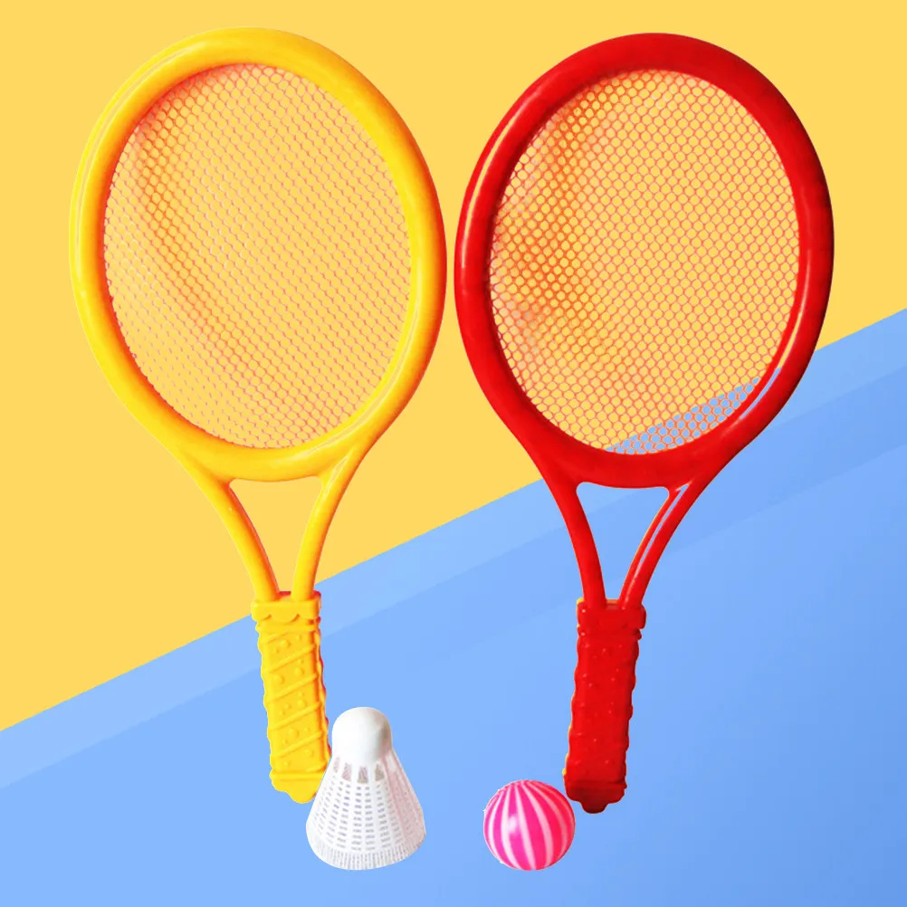 

1Pair Dual Use Badminton Tennis Racket Set Includes Elastic PU Ball Featherless Badminton Ball Safe Smooth Surface Beginner