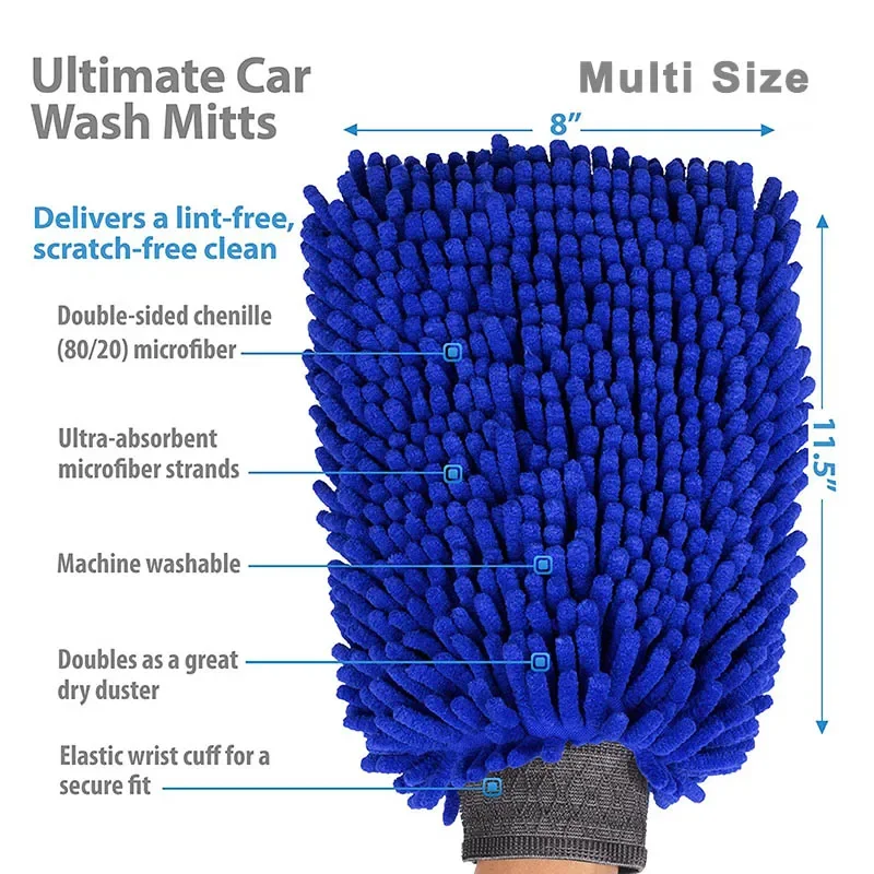 Large Size Microfiber Car Wash Mitt for Cleaning Tools