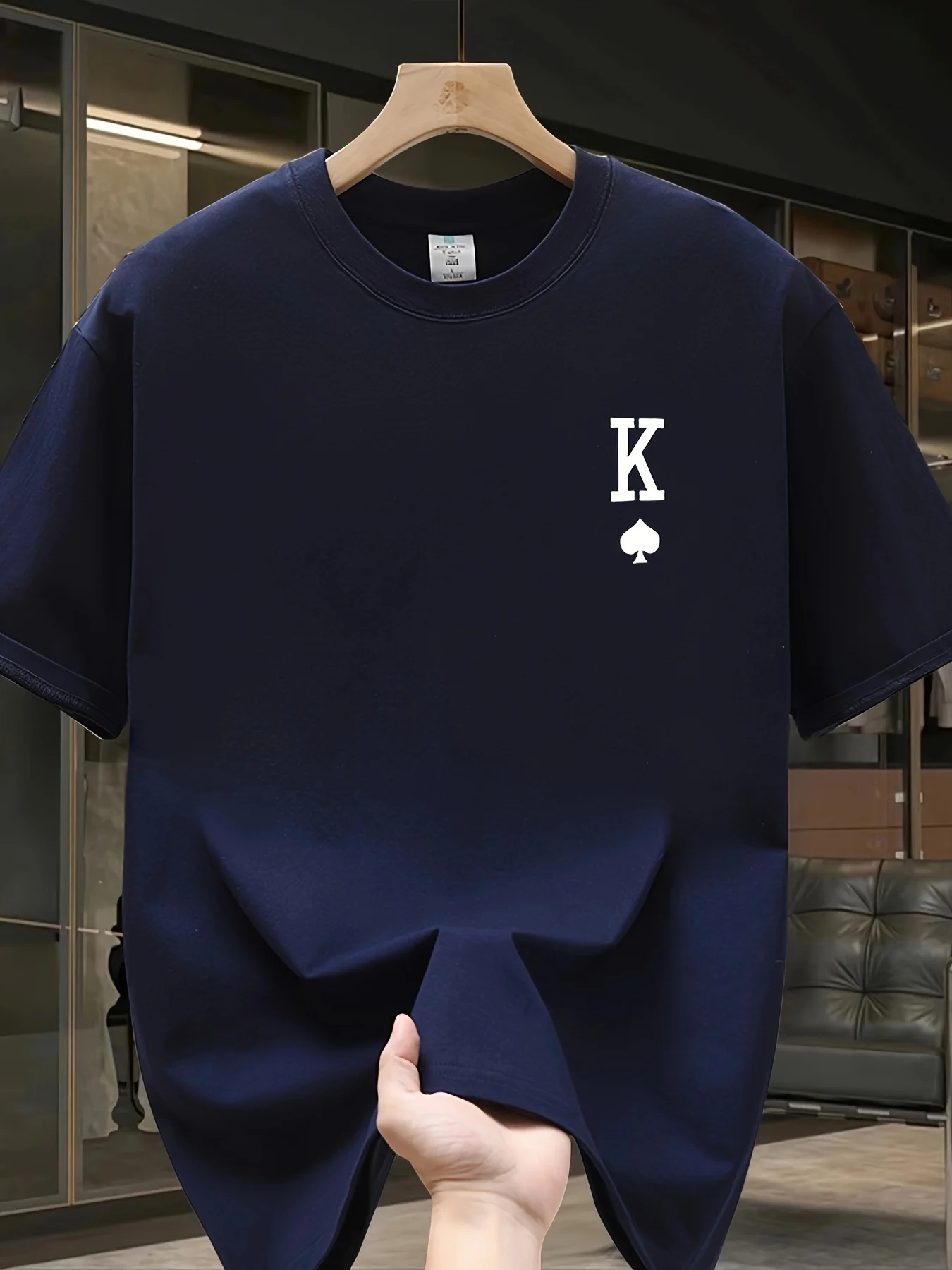 Poker K Printed Short Sleeved Personalized Printed T-shirt, Fashionable and Trendy Street Style Personalized Short Sleeved Shirt