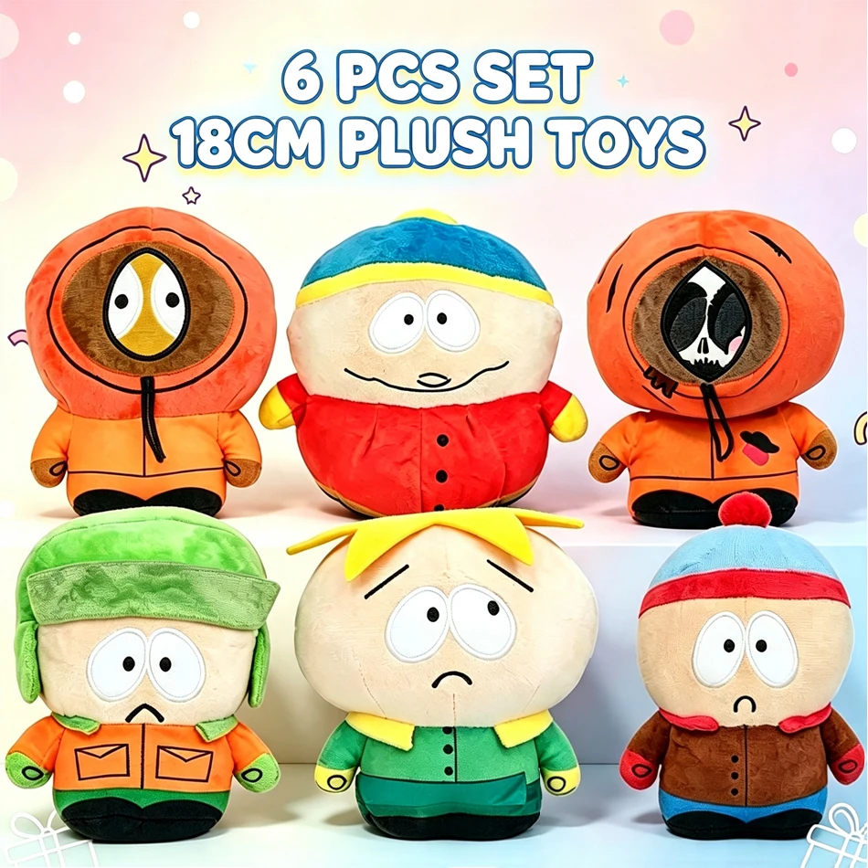 Image of Cartoon Southern Park Plüschtier, Niedliche Stoffpuppe von Stan Marsh, Kyle Broflovski, Kenny, Sammlerstück Plüschkissen als Geschenk für Kinder