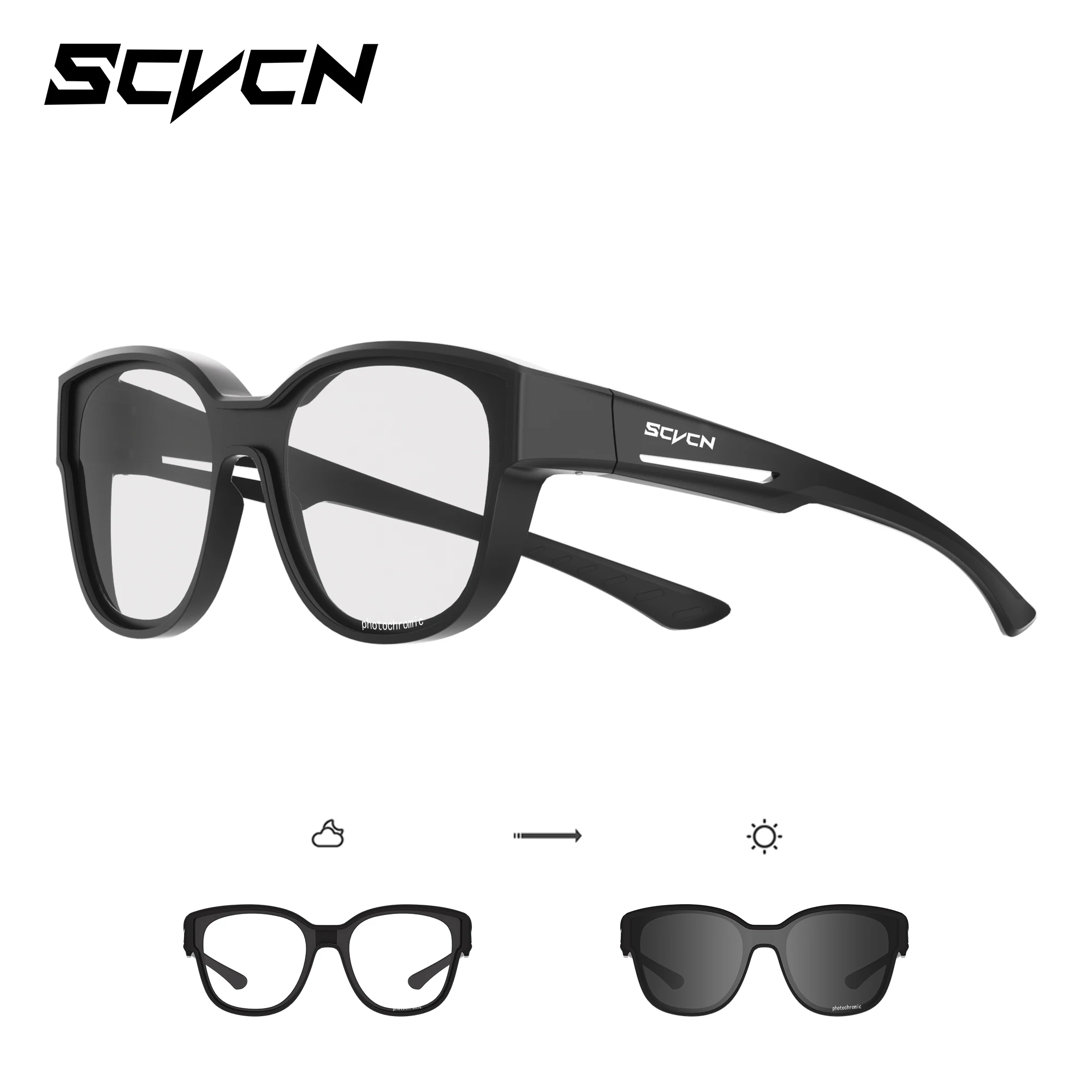 

Scvcn Myopia Glasses Photochromic Fit-over Glasses UV400 Prescription Insert Windproof Goggles Sunglasses for Men Women Glasses