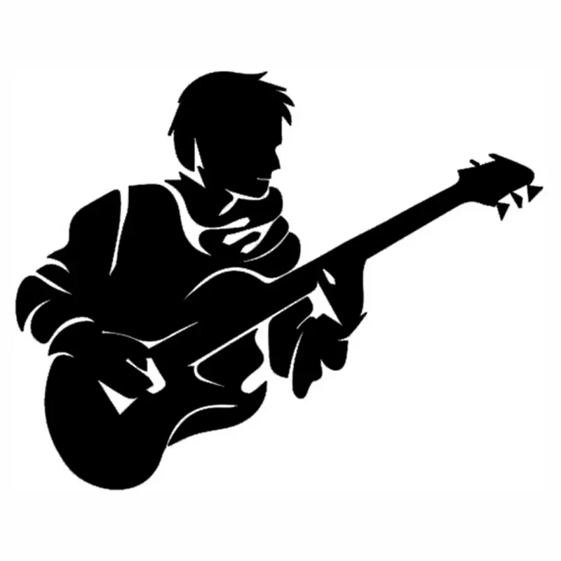 Guitar Player Silhouette Car Decal Sticker 18cm Waterproof Vinyl Music Auto Body Window SUV Sedan Decoration