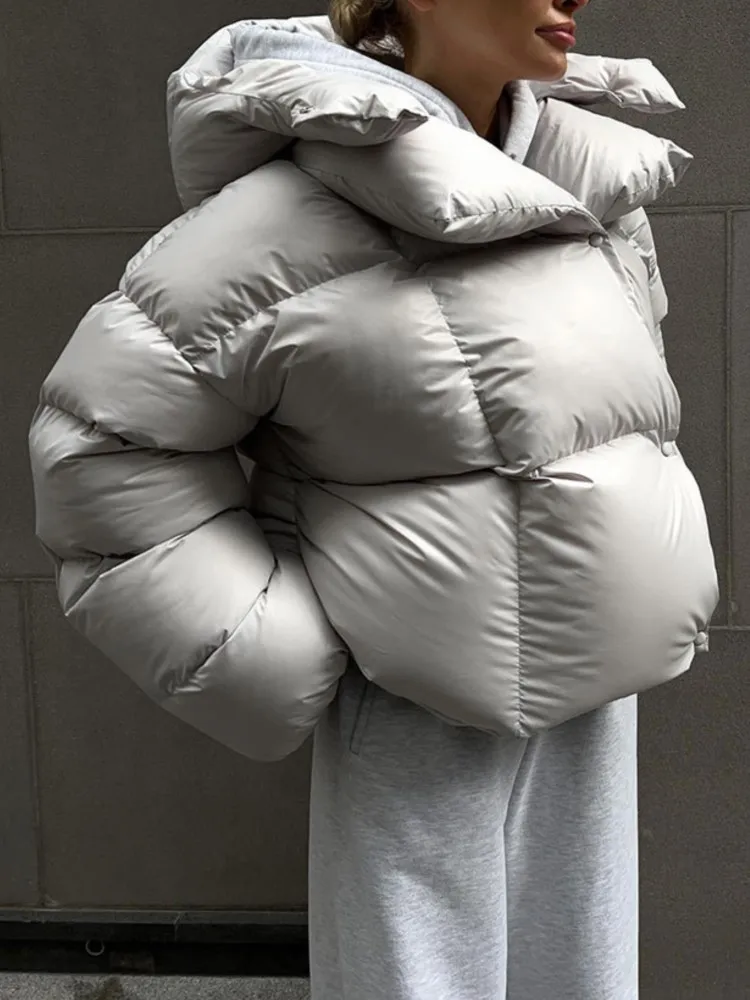 Winter Trend Persönlichkeit Straße Kurze Kapuze Baumwolle Jacke frauen Lose Beiläufige Brot Anzug Einfarbig Pendeln Baumwolle Anzug