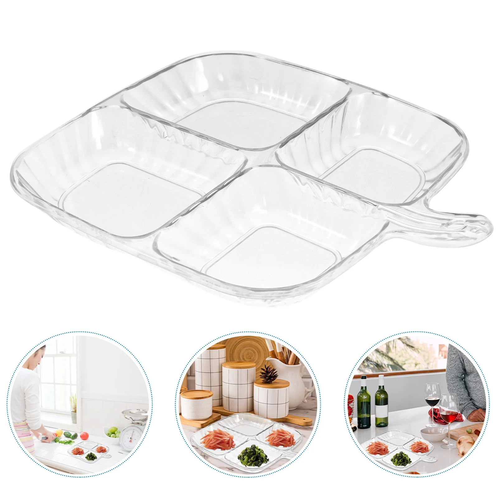 

Multi-Compartment Kitchen Prep Tray Garlic Onion Ginger Space-Saving Culinary Storage Divided Plate Condiment Meal Prep