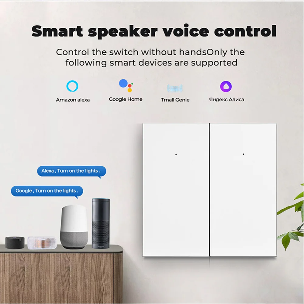 Inteligente WiFi Interruptor de Luz de Parede, Botão, Tuya App, Controle Remoto, Funciona com Alexa, Google Home, Precisa de Fio Neutro, Vida Inteligente, 220V