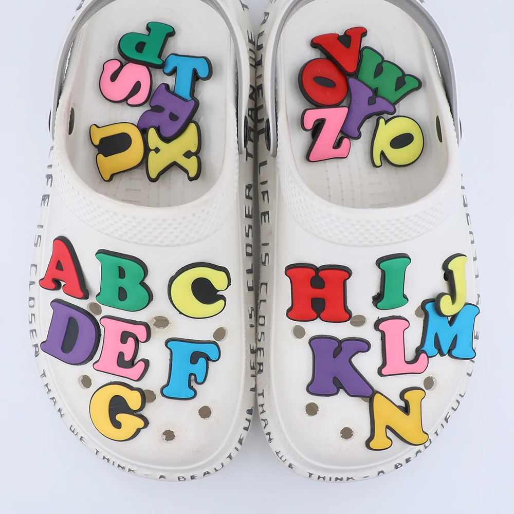 Cute Крокросы Джиббитц Shoe Accessories Charm Cartoon Colorful Alphabet Detachable Decorations Buckles Holiday Adult Kids Gift - Detail 1