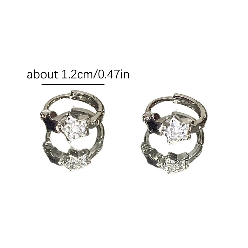 Fashion Retro Zircon Crystal Pentagram Ear Buckle Earring Trend Simple Star Hoop Earrings For Women Girls Aesthetic Jewelry Gift