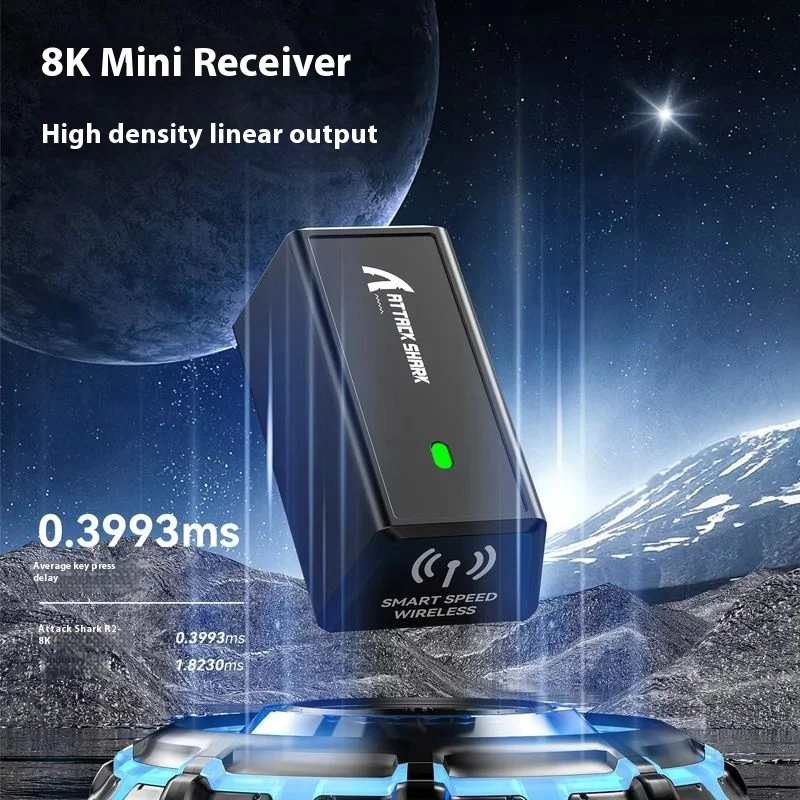 Attack Shark R6 Wireless Mouse Ultralight 39g PAW3950 8k Reveiver 42000DPI Tri-Mode E-Sports Bluetooth Laptop High Brush Gift