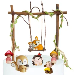 Forest Animals Woodland Party Decor Fox Decoration Cake Decoration Cake Topper First Birthday Swing Mushroom Tree Fence Supplies
