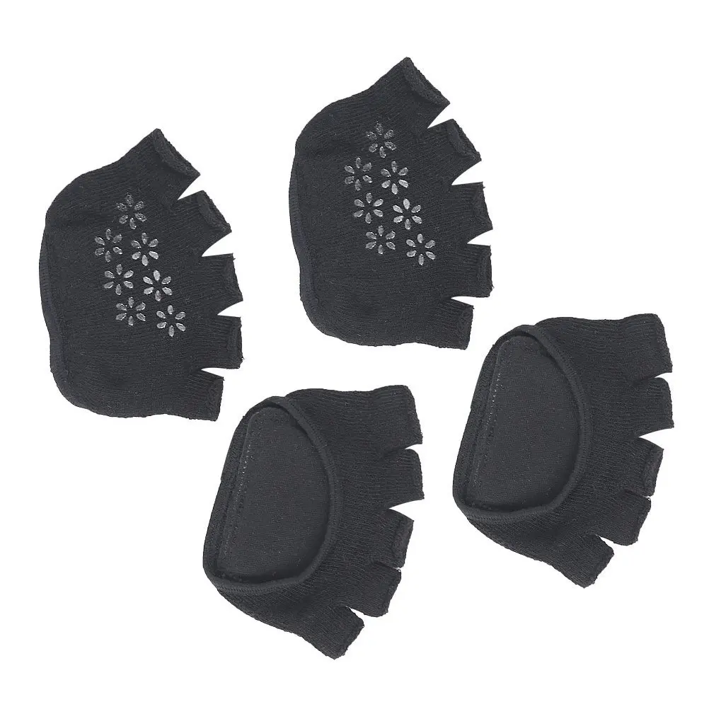 

2pcs Women Non-Slip Toeless Cotton Half Sandal Yoga For Pilates Yoga Socks For Women Ballet Half Socks Sports