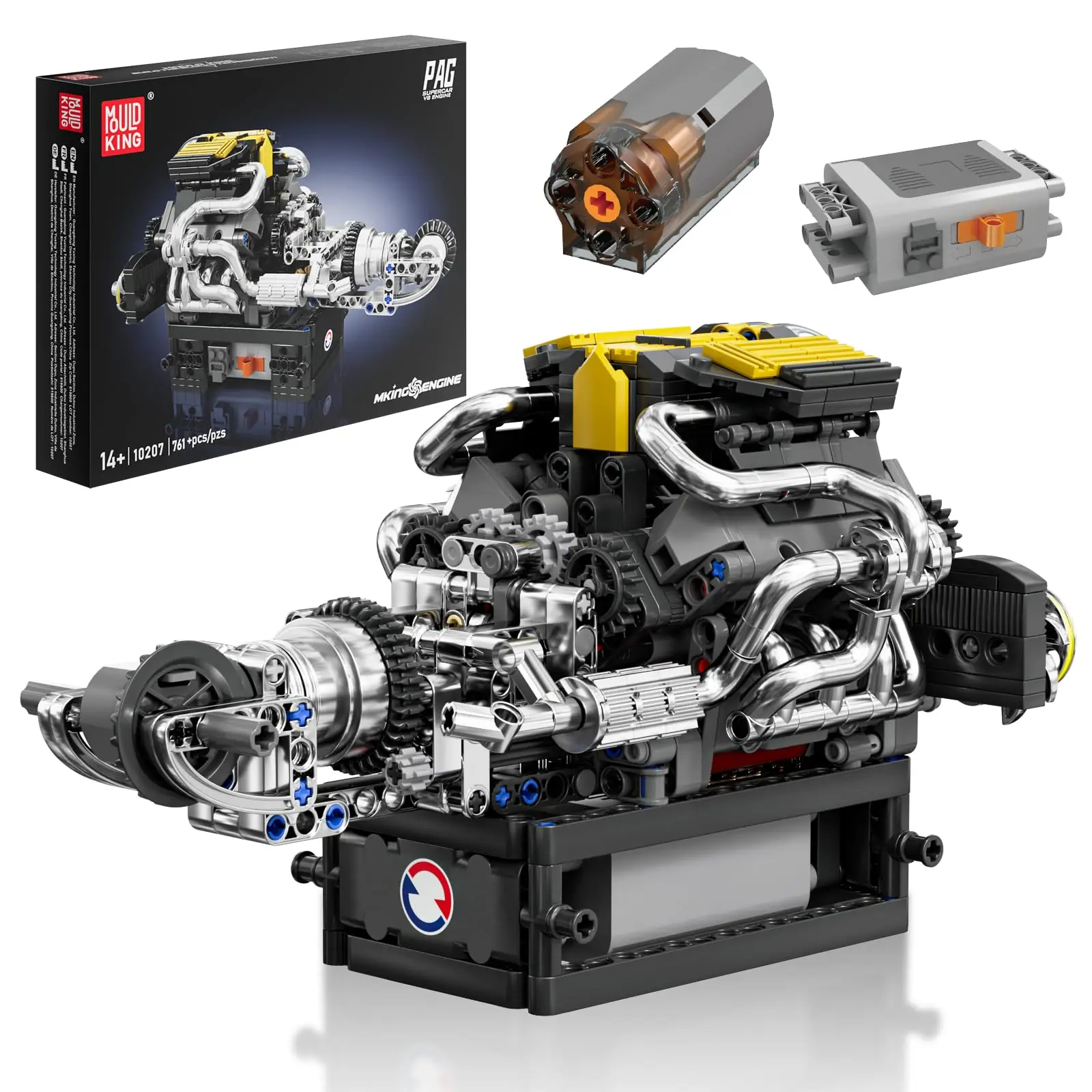 

MK 10207 V12&V8 Engine Building Kit with Motor-Working STEM Model for Adults & Teens 14+, DIY Mechanical Engineering Kit (761pcs
