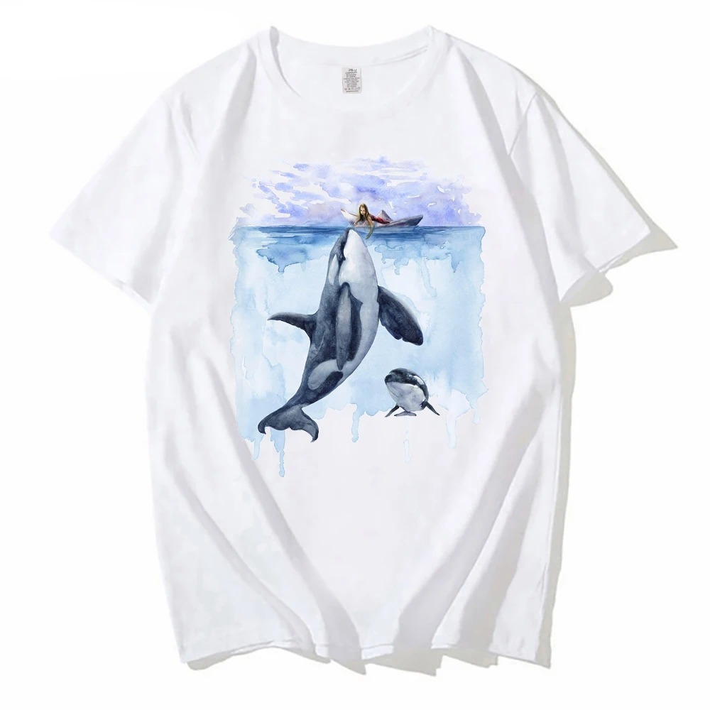 Summer Creative oversized Tshirt Orca whale/Humpback whale art painting Tee Homme Killer whale Nautical Cool Tshirt