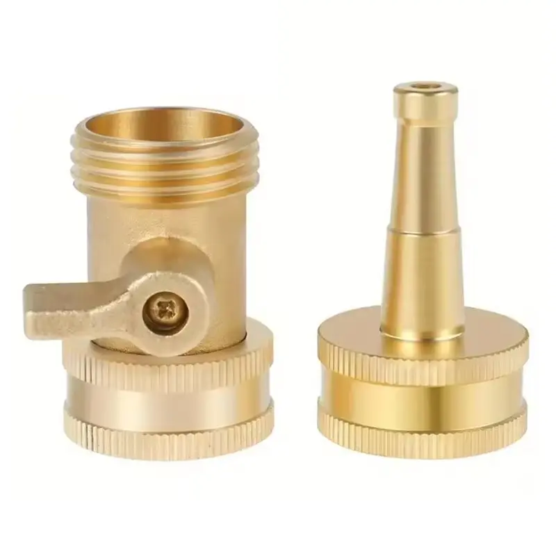 ABUG-For Garden And Car Washing Brass Water Sprayer Nozzle Set For High Pressure Hose With Shut Off Valve