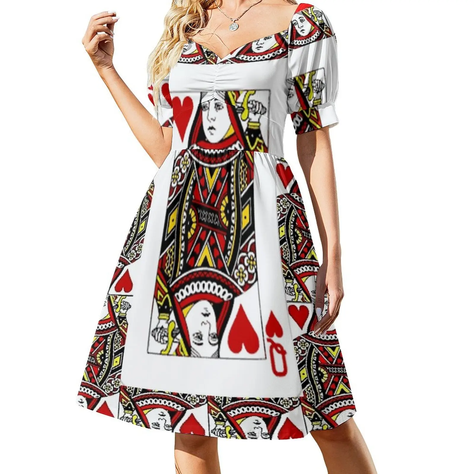 QUEEN OF HEARTS PLAYING CARDS ARTWORK Short Sleeved Dress Woman clothing Bridesmaid dress woman Dress