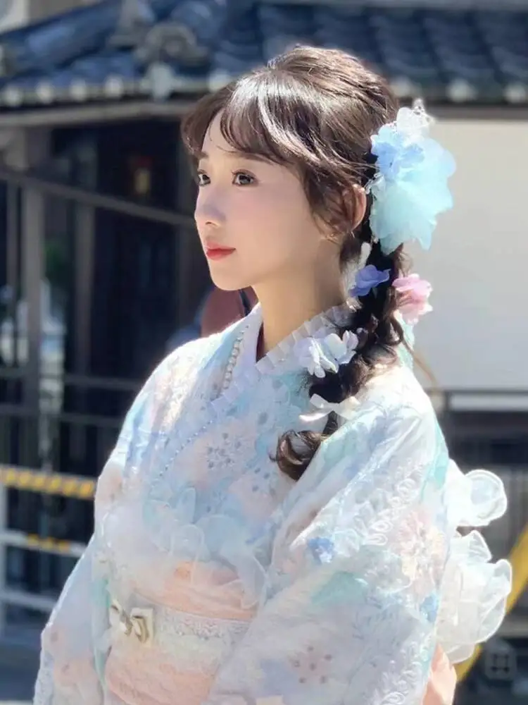 

Lace Kimono Cotton Inner Layer With Obi Japanese Yukata Inner Cloth Formal Wear Laciness Collar White