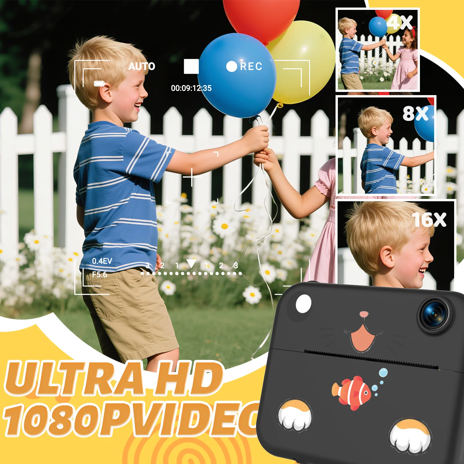 디지털 어린이 카메라 키즈 카메라 즉석 인화 사진 HD 비디오 레코더 미니 열 프린터 최고의 생일 축제 선물 1080p