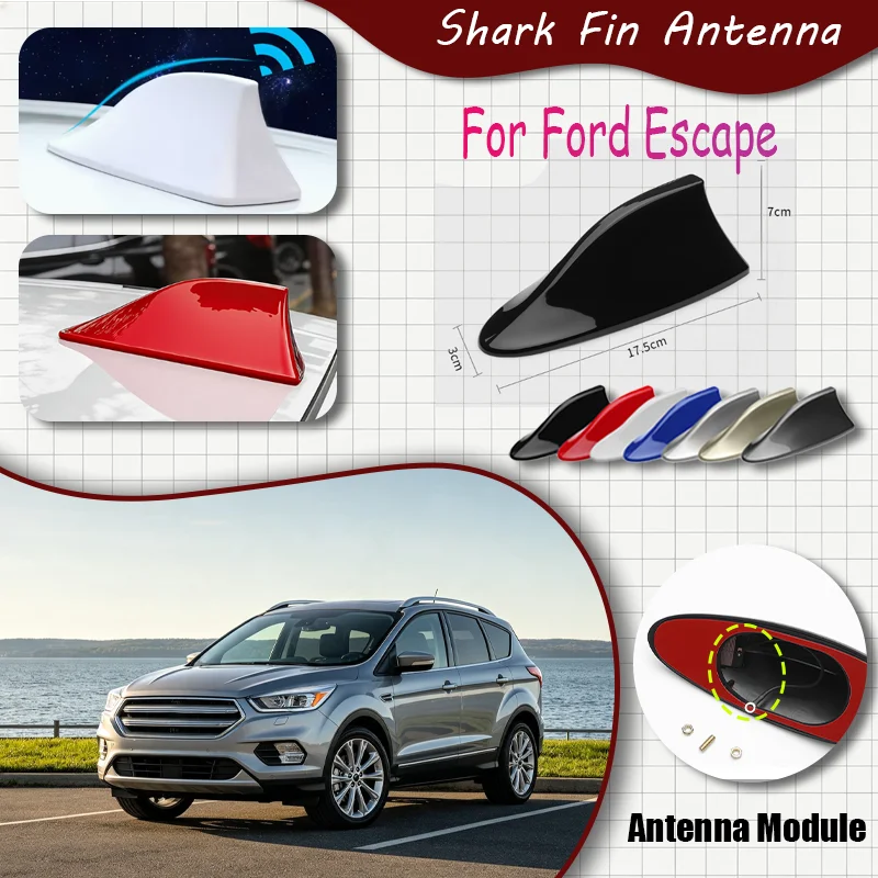 For Ford Escape Car Shark Fin FM AM Signal Receiver Waterproof Paste On ABS Shark Fin Cover Auto Modification Accessories