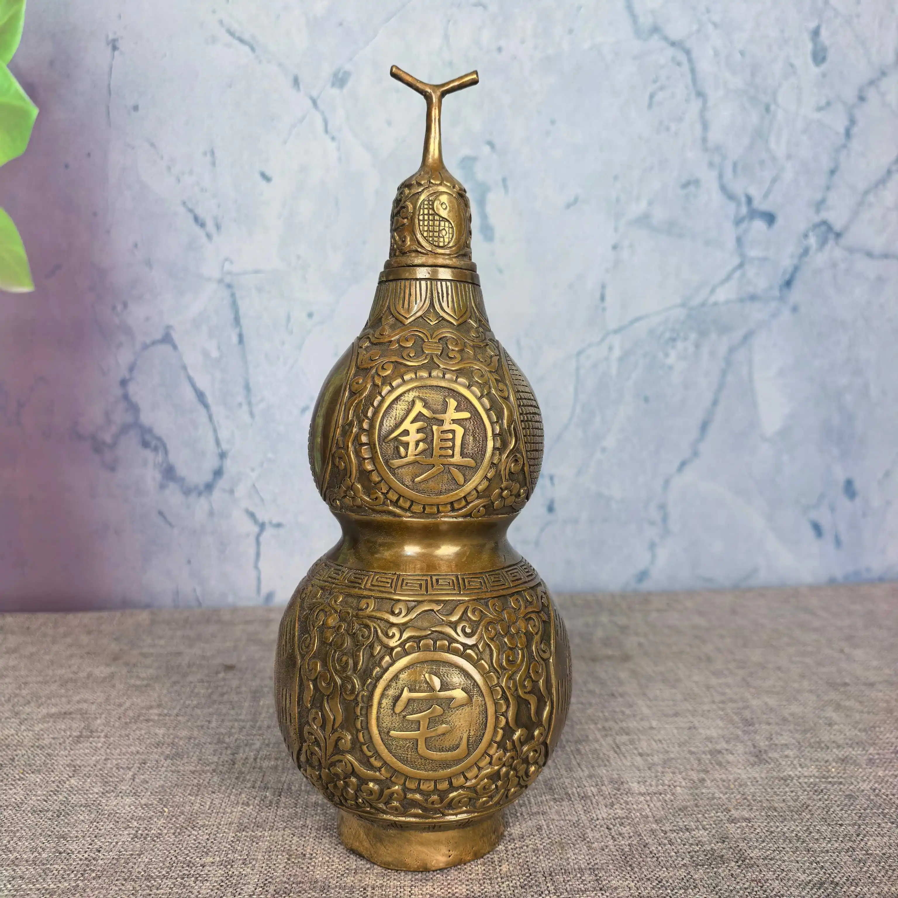 Old Brass Antique color Town house Exorcism gourd Guateng pattern Tai Chi gossip Treasure Gourd Study screen Amass wealth